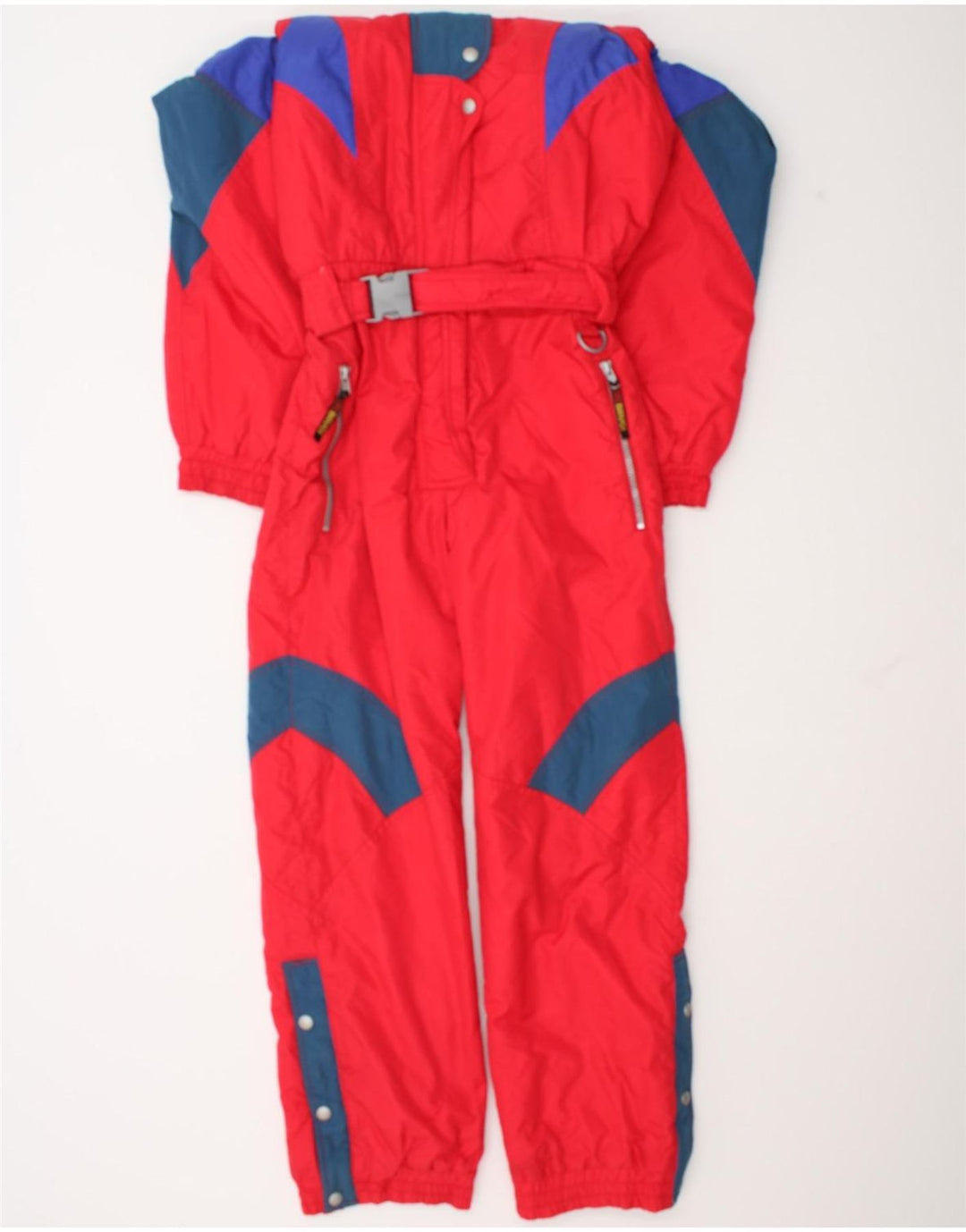 Tuta da sci con cappuccio da donna Brugi IT 44 Medium Red Colourblock in poliammide