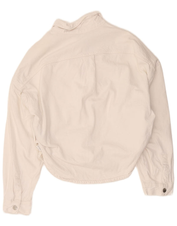 Camicia in denim oversize da donna Zara UK 6 XS cotone bianco