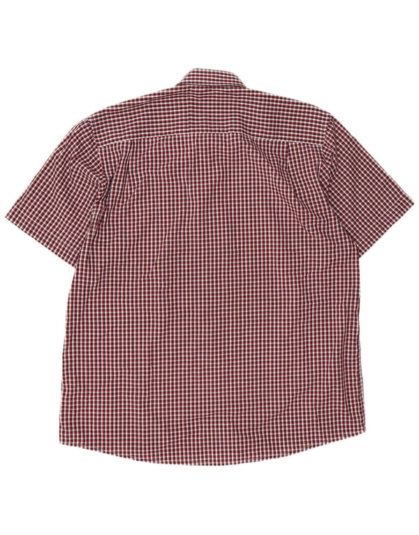 Camicia da uomo a maniche corte Regular Fit Pierre Cardin 3XL Poliestere a quadri rossi