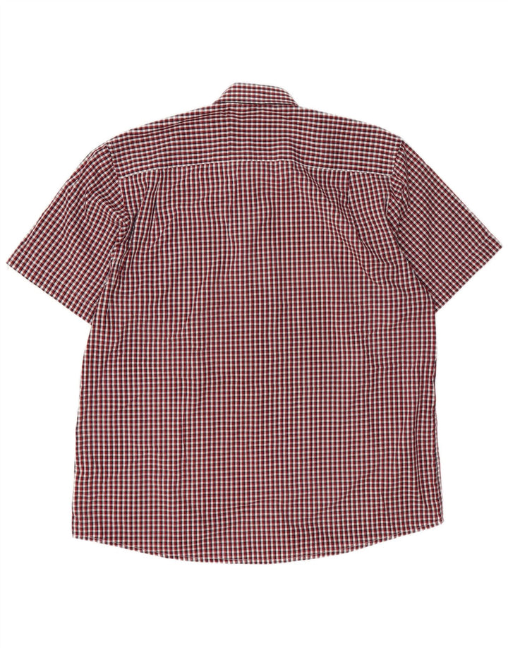 Camicia da uomo a maniche corte Regular Fit Pierre Cardin 3XL Poliestere a quadri rossi