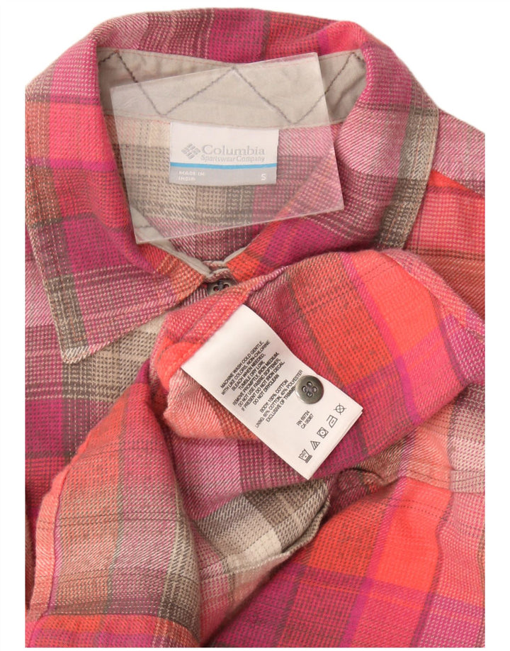 Camicia in flanella da donna Columbia UK 10 piccolo cotone a quadri rossi