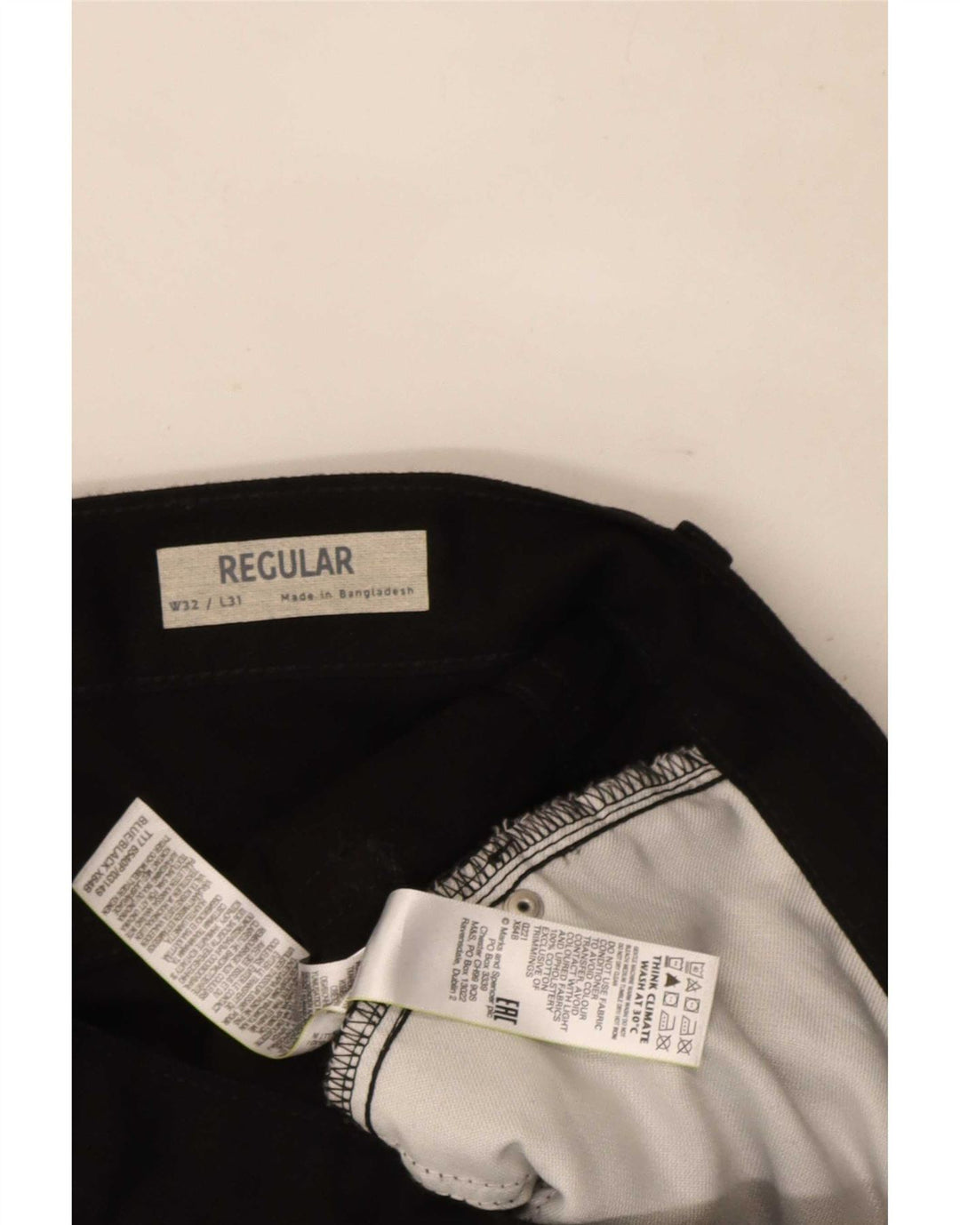 Jeans dritti vestibilità regolare da uomo Marks & Spencer W32 L31 cotone nero