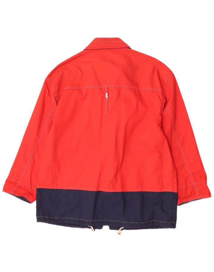 Giacca multiuso da donna vintage UK 16 grande poliestere color block rosso