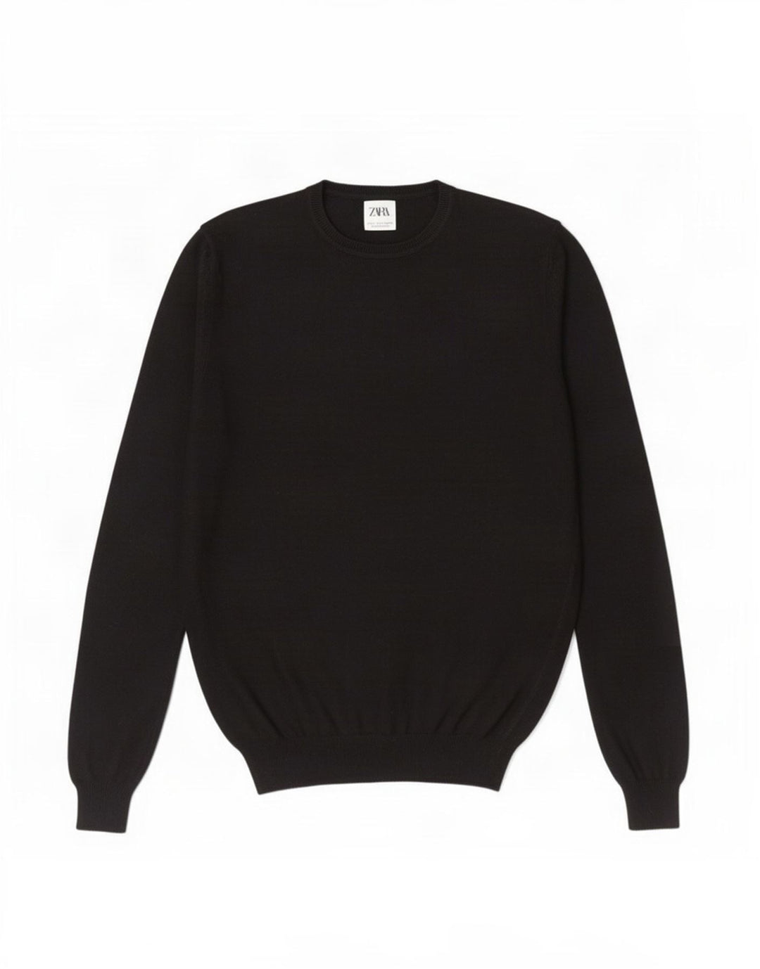 Maglione Zara da uomo girocollo piccolo in viscosa nera