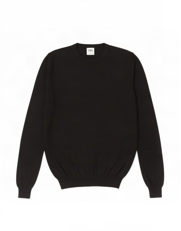 Maglione Zara da uomo girocollo piccolo in viscosa nera