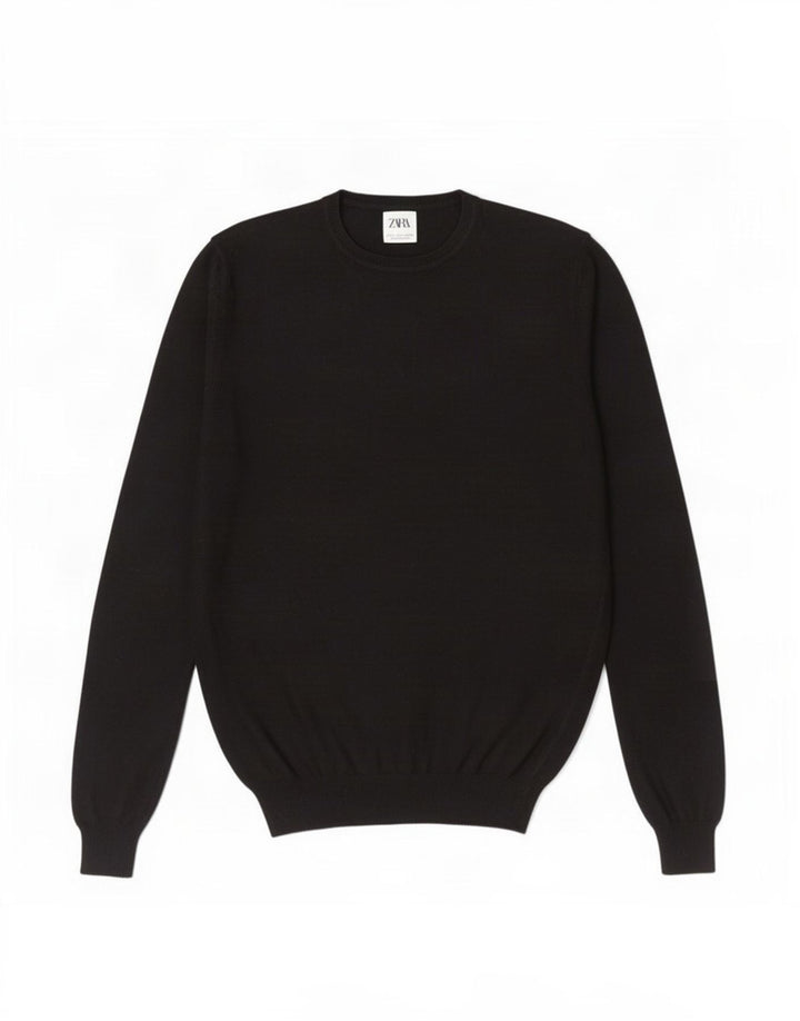 Maglione Zara da uomo girocollo piccolo in viscosa nera