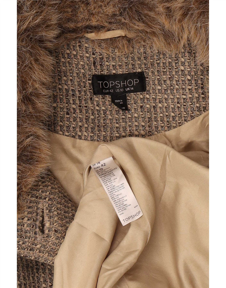 Topshop Cappotto da donna UK 14 Large Grigio Poliestere