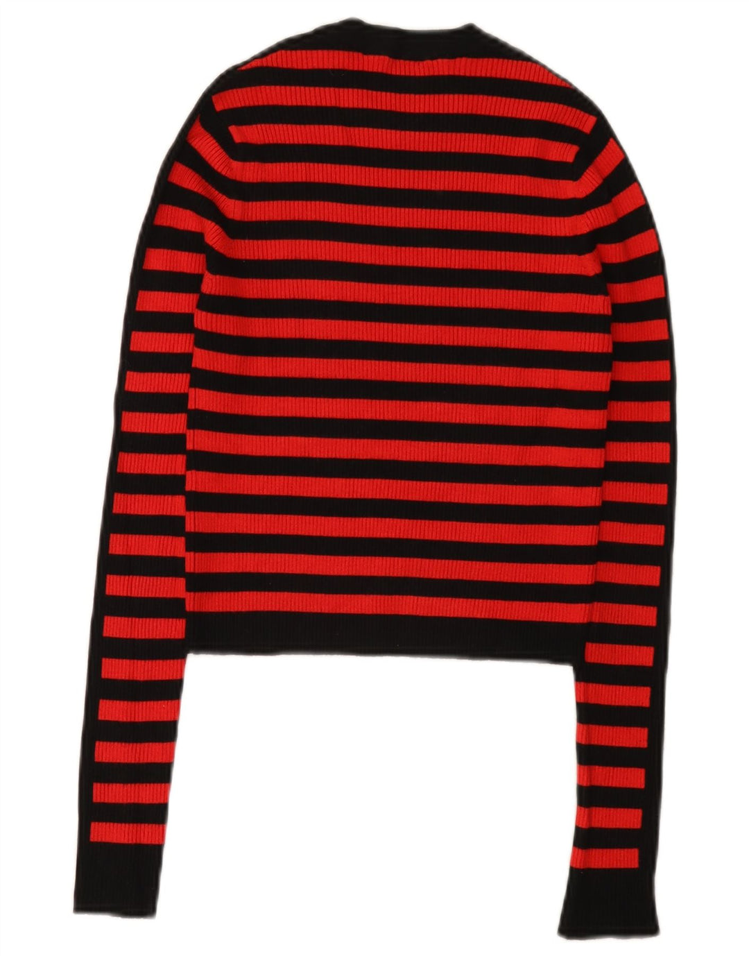 Top corto da donna Zara a maniche lunghe UK 8 piccolo in viscosa a righe rosse