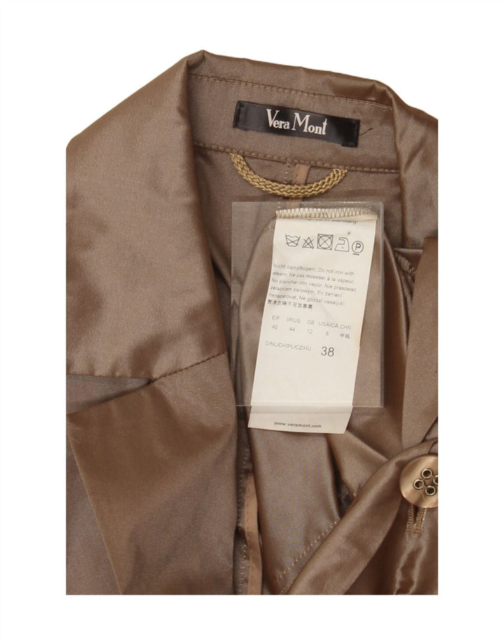 VERA MONT Womens 3 Button Blazer Jacket UK 12 Medium Brown Polyester Vintage Vera Mont and Second-Hand Vera Mont from Messina Hembry 