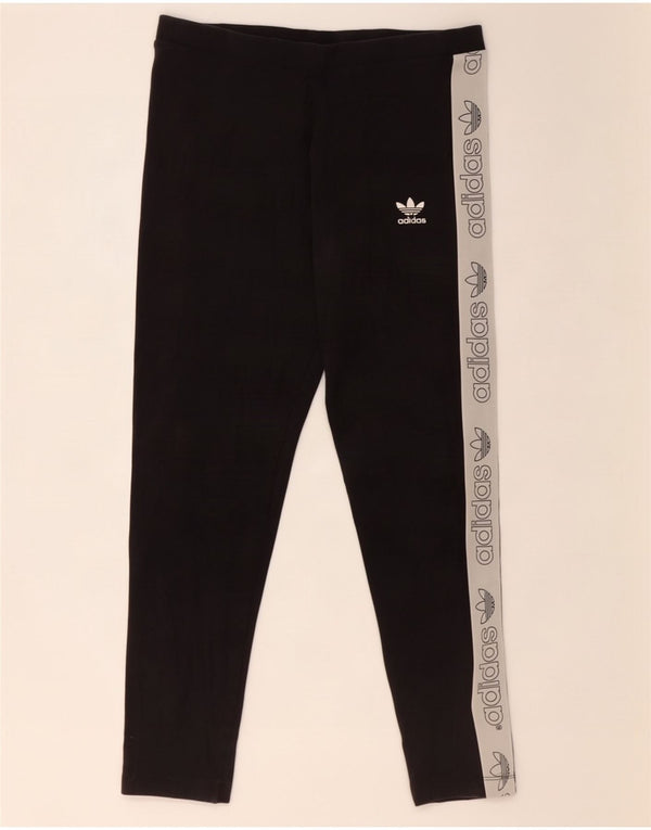 Adidas Donna Graphic Capri Leggings UK 10 Small Nero Colorblock Cotone