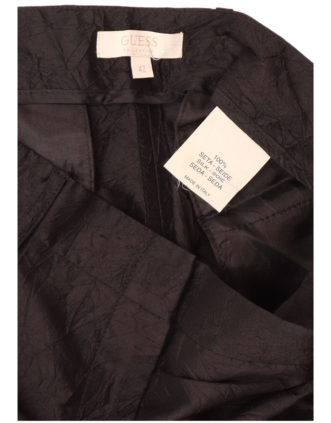 Pantaloni casual dritti da donna GUESS IT 42 Medium W28 L32 Nero Seta
