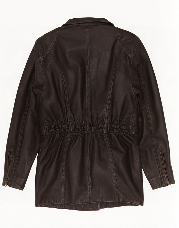 Giacca da motociclista in pelle vintage da donna UK 10 piccola nera