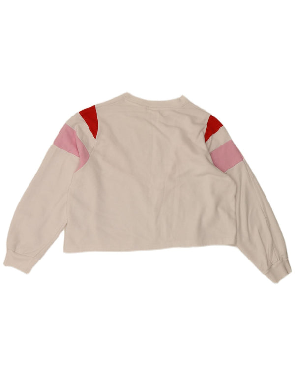 Levi's Donna Crop Felpa Maglione UK 14 Medium White Colourblock