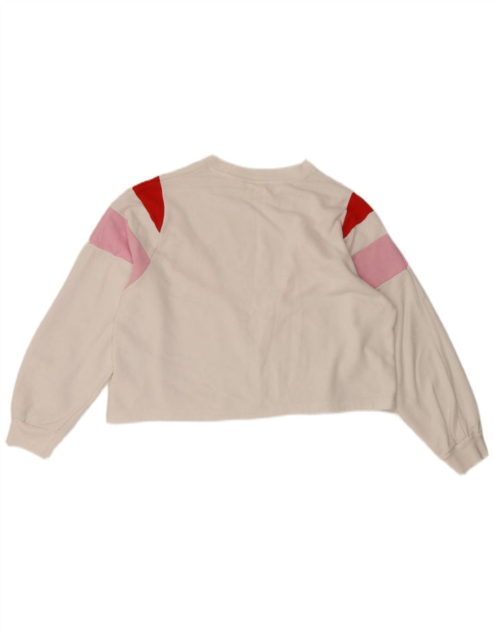 Levi's Donna Crop Felpa Maglione UK 14 Medium White Colourblock
