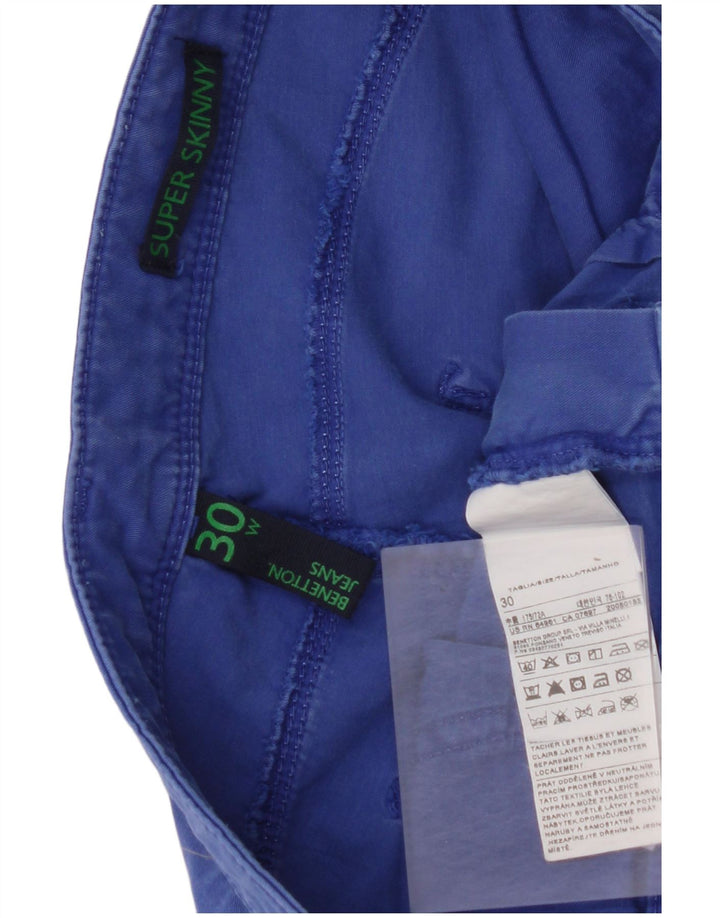 Pantaloni casual super skinny da donna BENETTON W30 L27 cotone blu