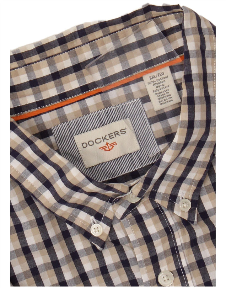 DOCKERS Camicia a maniche corte da uomo 2XL Cotone a quadri multicolore