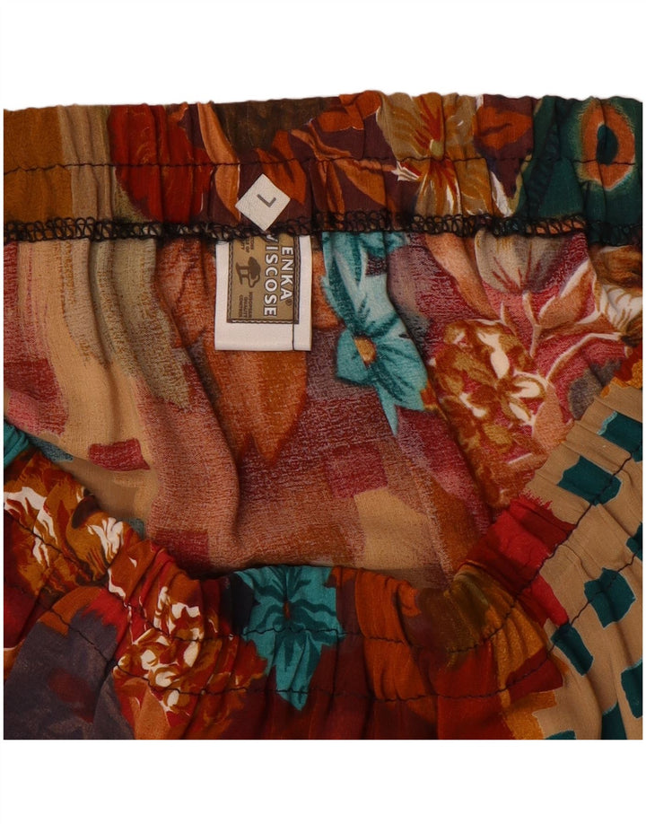 Gonna svasata da donna vintage grande W34 in viscosa patchwork multicolore