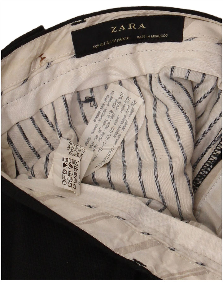 Pantaloni chino slim da uomo Zara EU 40 medio W31 L30 poliestere nero
