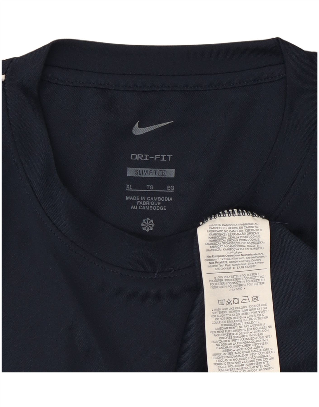 T-shirt Nike da uomo Dri Fit Slim Fit XL blu navy in poliestere