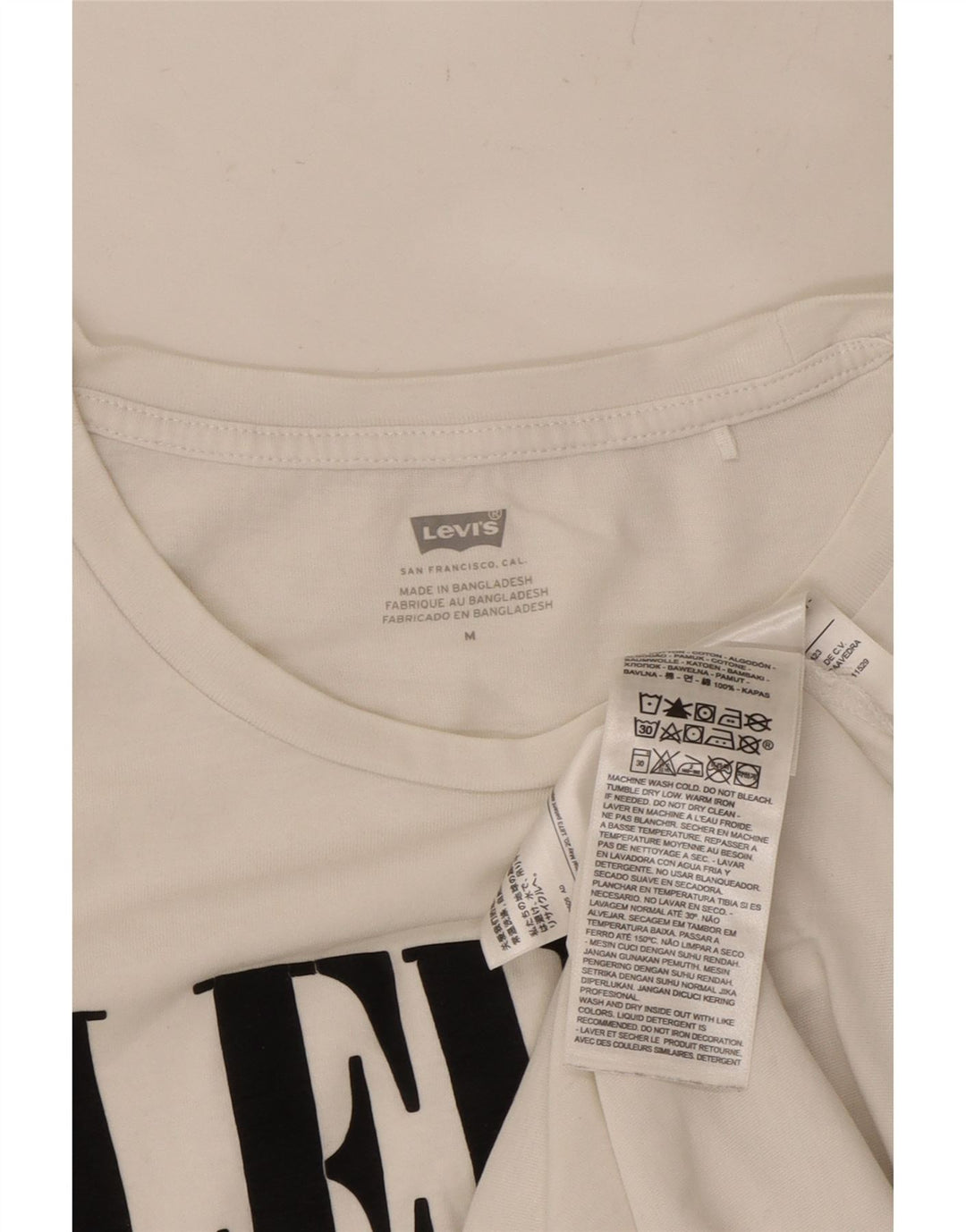 LEVI'S Womens Graphic T-Shirt Top UK 12 Medium White Cotton