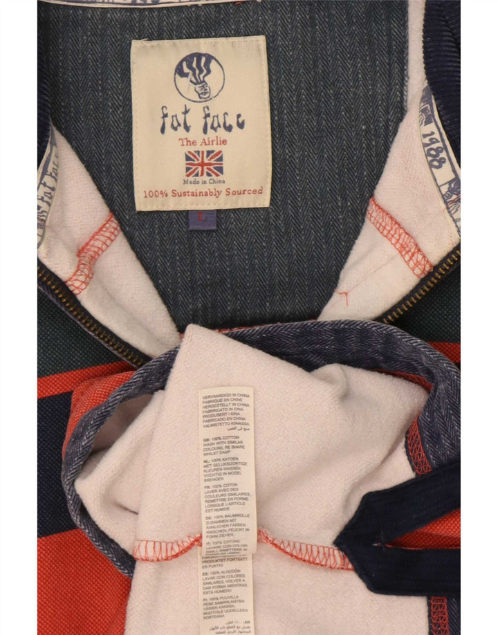 Felpa da uomo con collo con zip Fat Face, maglione grande, cotone color block arancione
