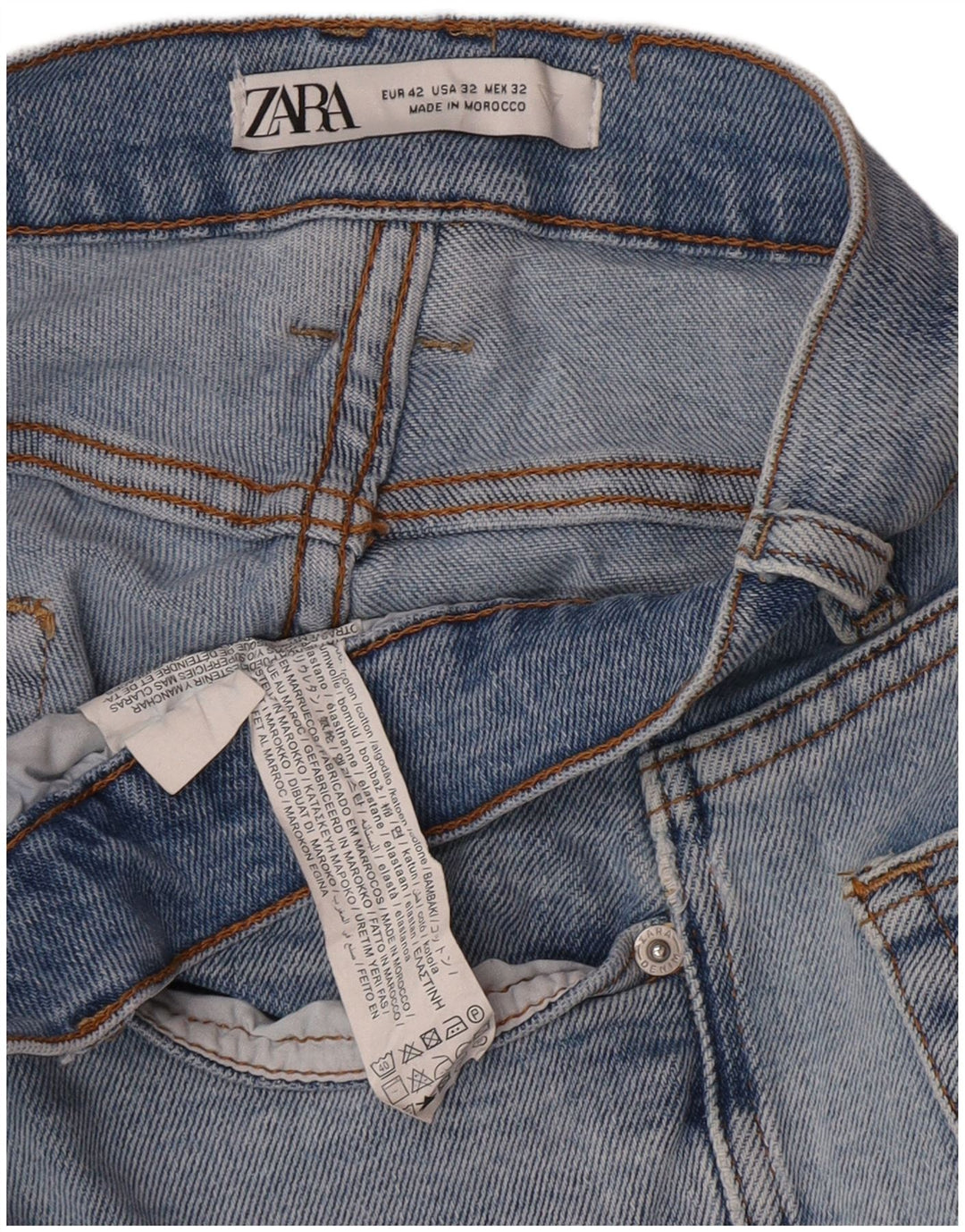 Jeans slim da uomo Zara EU 42 Large W32 L27 Cotone blu