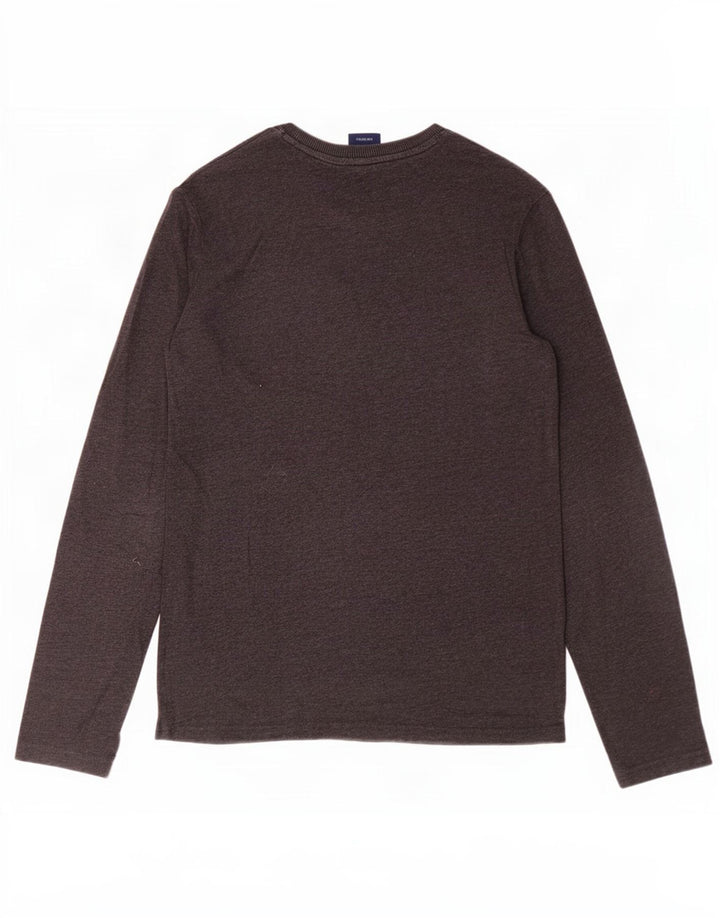 Superdry Top grafico da uomo a maniche lunghe in cotone grigio medio