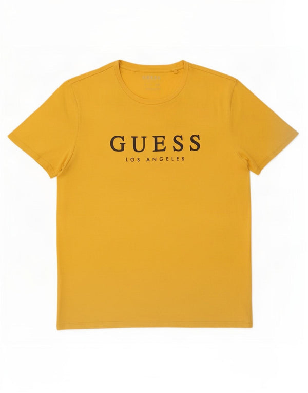 Guess T-shirt grafica da uomo Top XL in cotone giallo