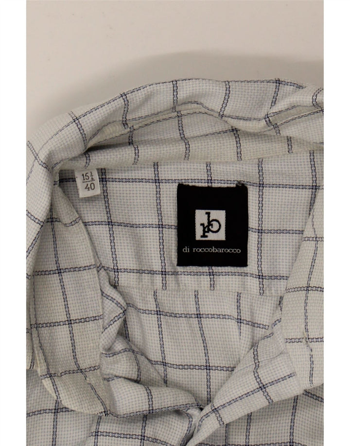 ROCCOBAROCCO Mens Flannel Shirt Size 15 3/4 40 Medium White Check Vintage Roccobarocco and Second-Hand Roccobarocco from Messina Hembry 