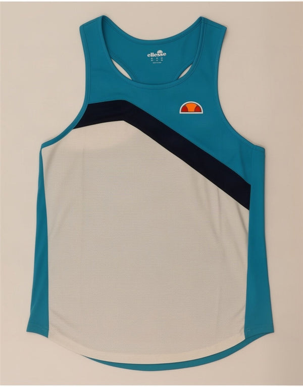 Canotta grafica da uomo Ellesse Top in poliestere color block blu medio