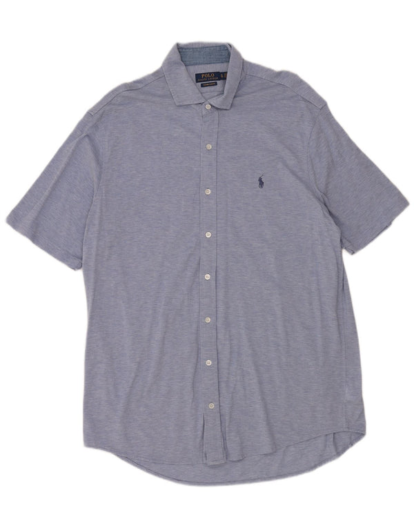 Polo Ralph Lauren Camicia a maniche corte slim fit da uomo XL in cotone blu