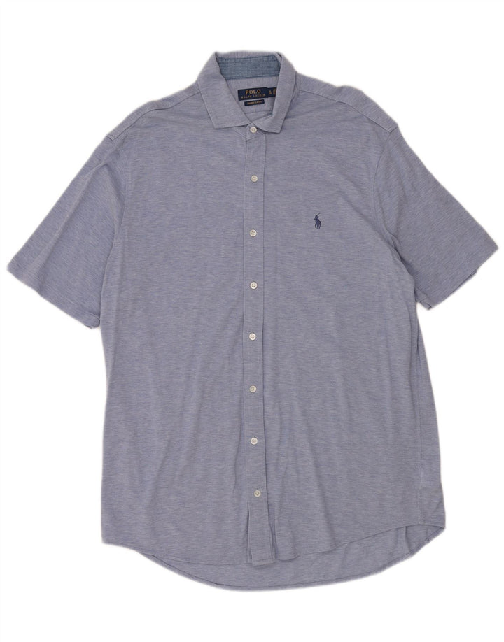 Polo Ralph Lauren Camicia a maniche corte slim fit da uomo XL in cotone blu