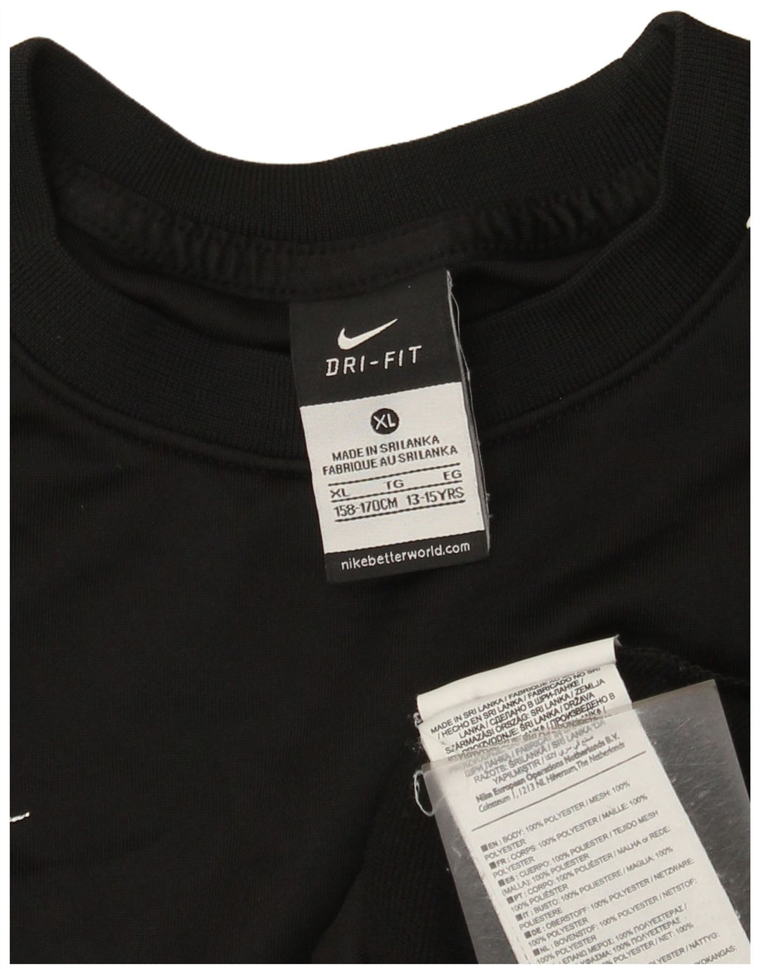 Top Nike da bambino Dri Fit Graphic manica lunga 13-14 anni XL poliestere nero