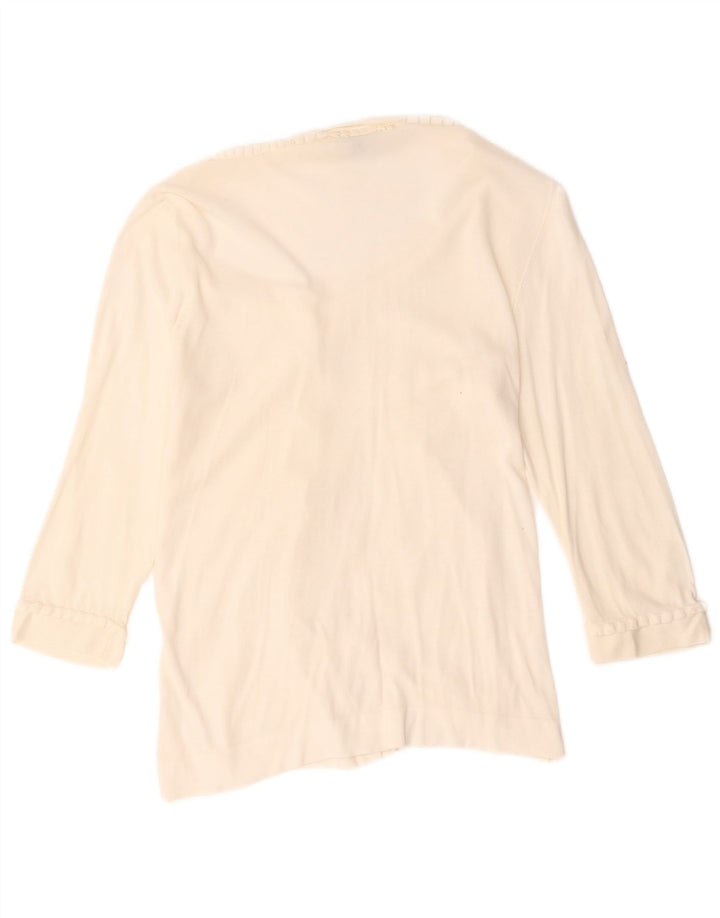 Massimo Dutti Maglione cardigan con maniche a 3/4 da donna UK 14 Large Bianco