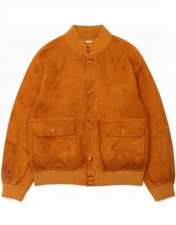 Giubbotto bomber vintage in pelle scamosciata da uomo IT 54 2XL in pelle beige