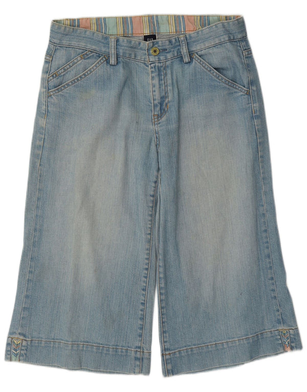 Gap Pantaloncini di jeans Bermuda a gamba larga da donna UK 10 Small W30 Cotone blu
