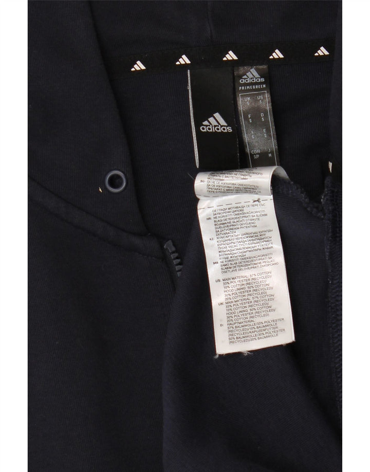 ADIDAS Mens Zip Hoodie Sweater Small Navy Blue Cotton