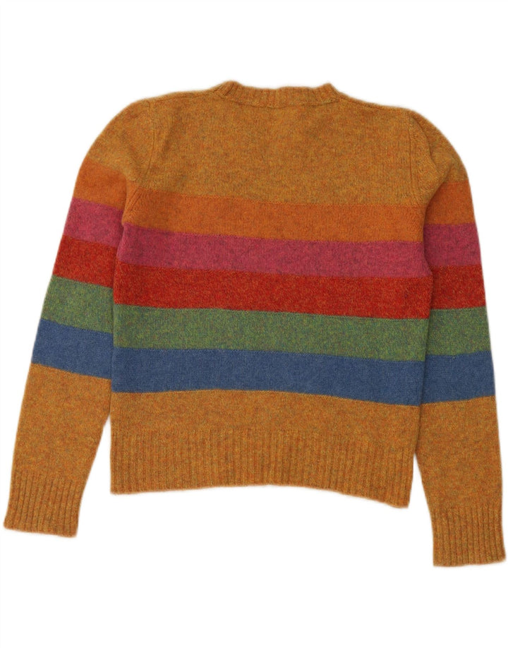 Maglione maglione girocollo da donna Benetton UK 14 a righe gialle medie