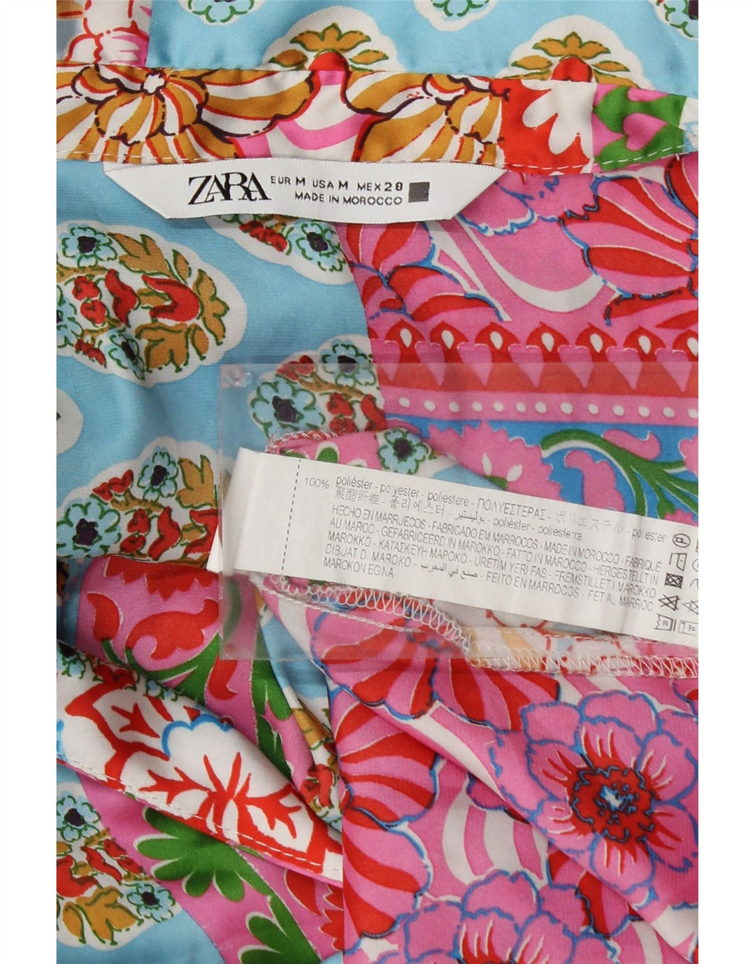 Camicetta a maniche lunghe da donna Zara UK 14 Patchwork multicolore medio