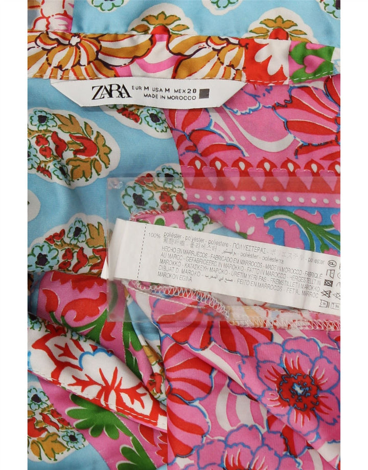 Camicetta a maniche lunghe da donna Zara UK 14 Patchwork multicolore medio