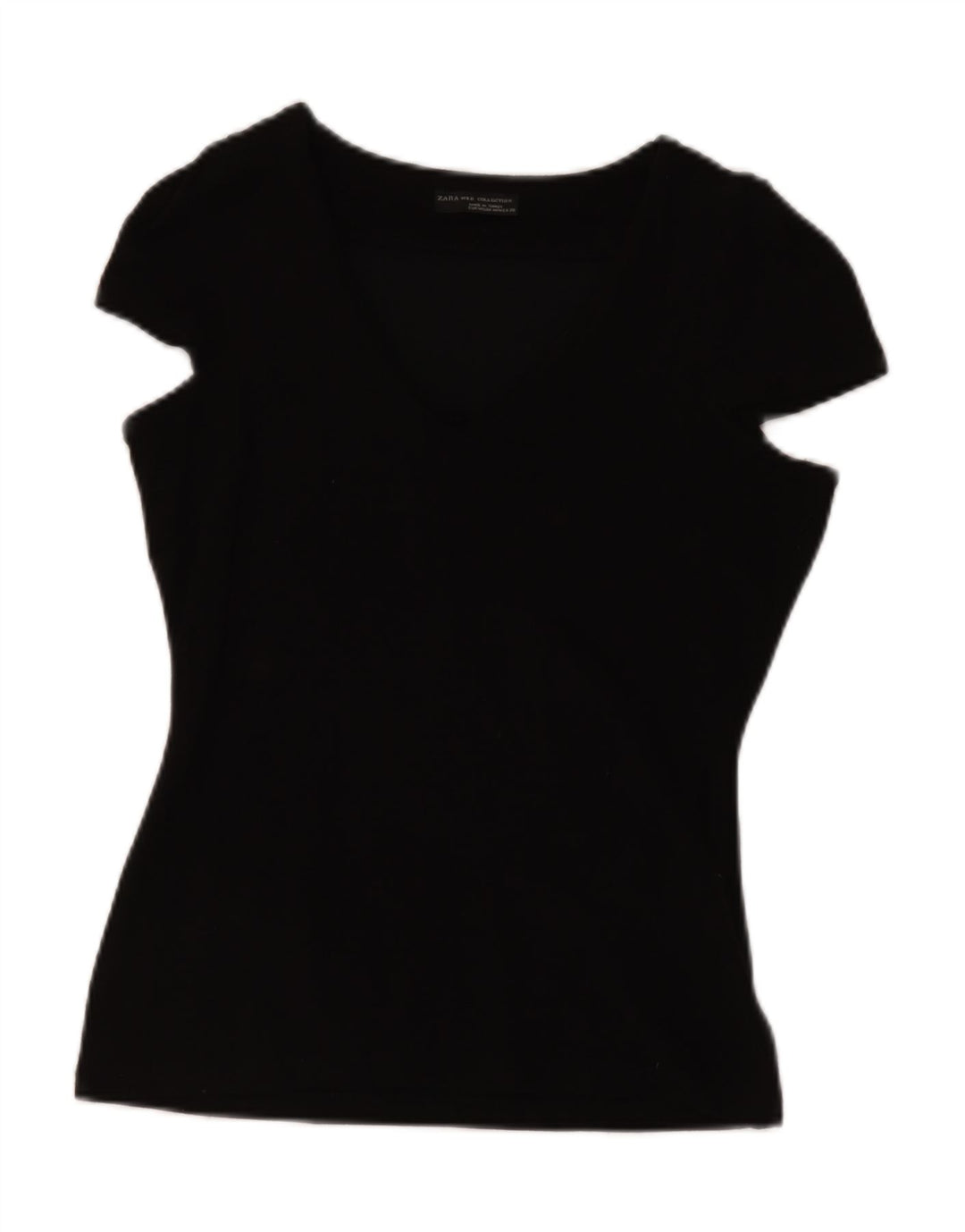Top Blusa Donna ZARA UK 12 Viscosa Nera Media