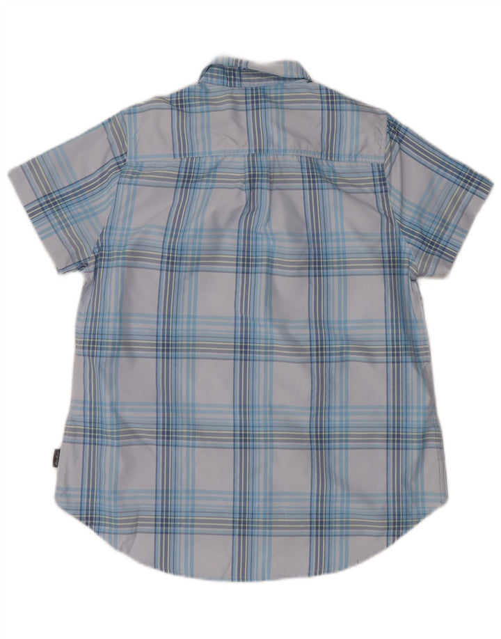 Camicia a maniche corte da donna EDDIE BAUER UK 14 Poliestere a quadri blu medio