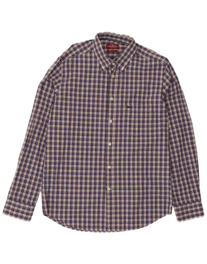 Camicia Carrera da uomo vestibilità regolare in cotone a quadri multicolore medio