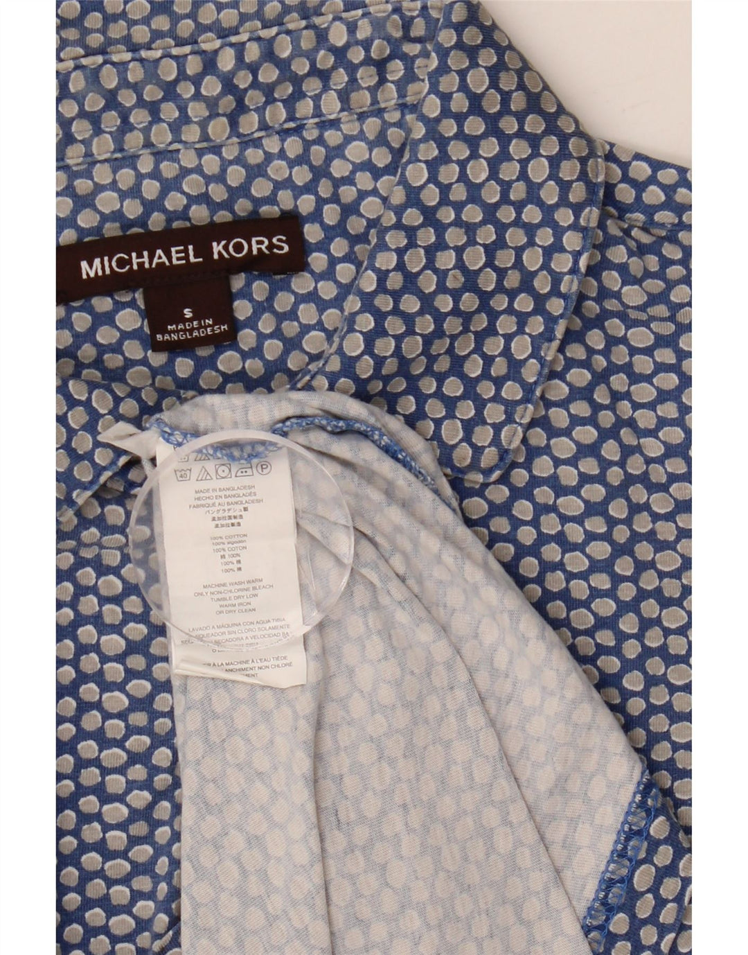 Camicia pullover a maniche corte da uomo Michael Kors piccola in cotone maculato blu