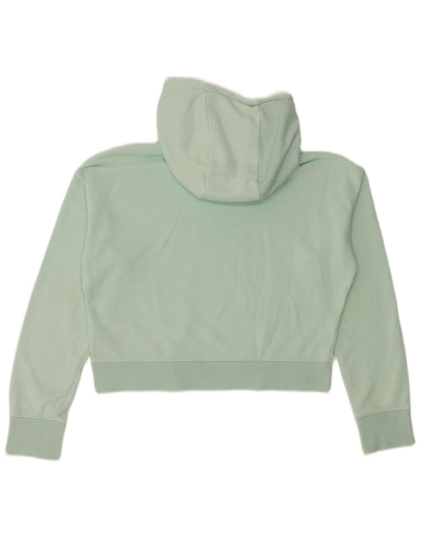 Nike Girls Crop Graphic Hoodie Jumper 13-14 Years XL Green Cotton