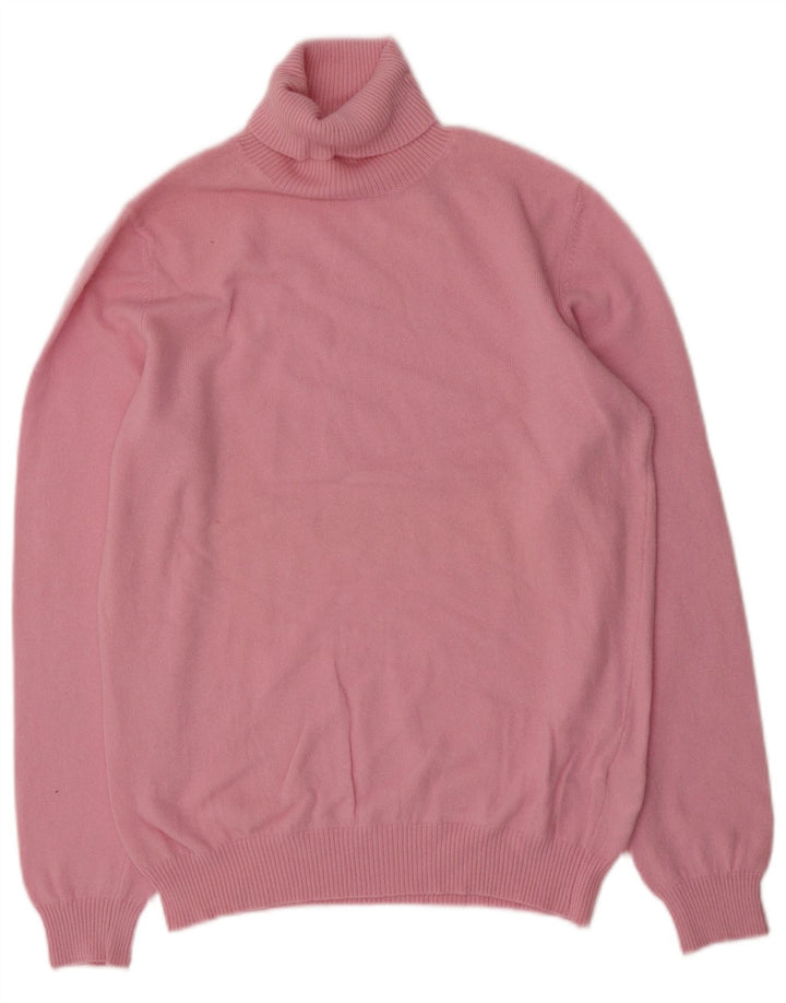 Maglione maglione da donna a collo alto Benetton UK 16 grande lana rosa