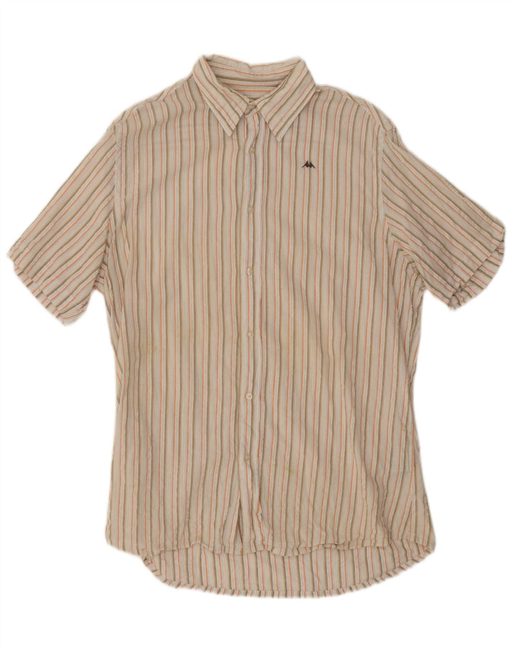 Camicia Kappa da uomo a maniche corte XL in cotone a righe bianche
