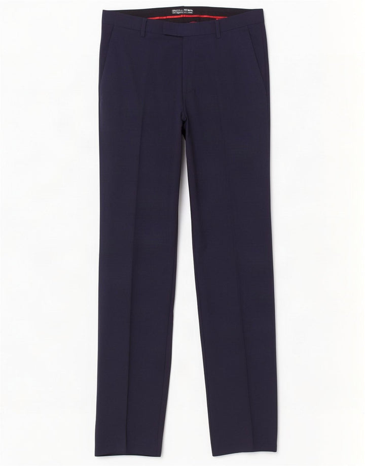 Pantaloni da abito dritti da uomo Hugo Boss W32 L31 Blu Navy