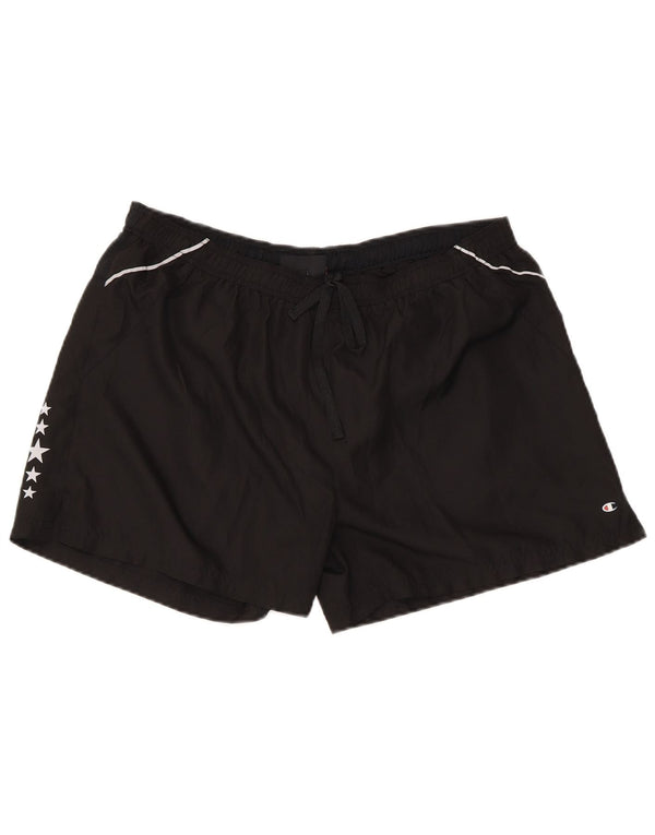 Pantaloncini sportivi regolari con grafica da donna Champion UK 14 Large Nero Poliestere