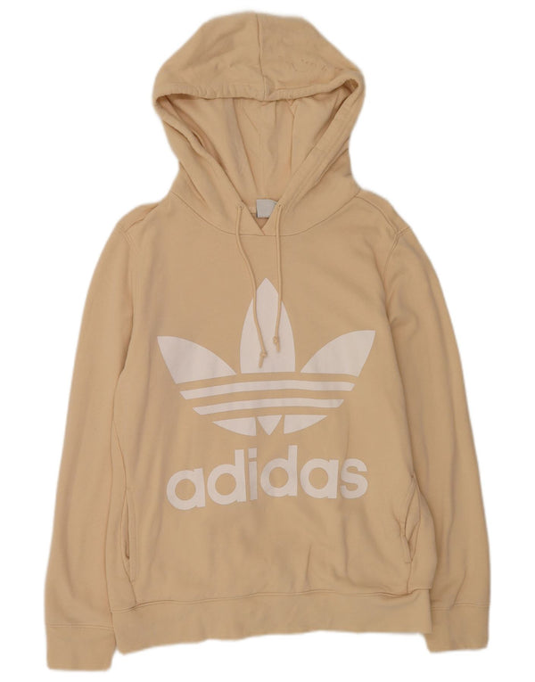 Felpa con cappuccio grafica da donna Adidas UK 12 cotone beige medio